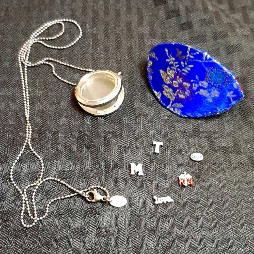 Origami Owl 16" silver locket chain with charms.